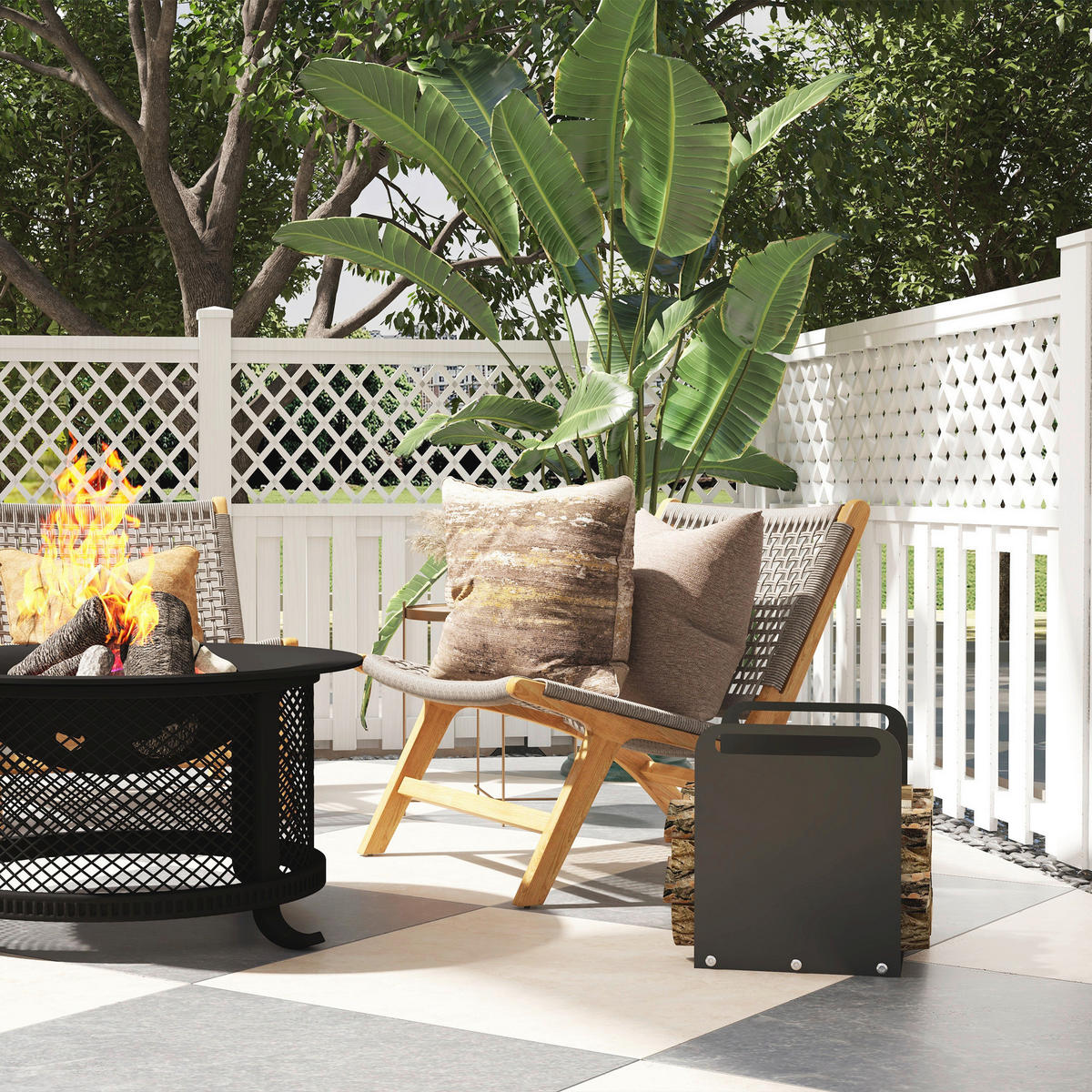Outsunny Kaminholzregal schwarz B/H/L: ca. 30x36x36,5 cm Kaminholzregal - schwarz (36,50/30,00/36,00cm) - Outsunny