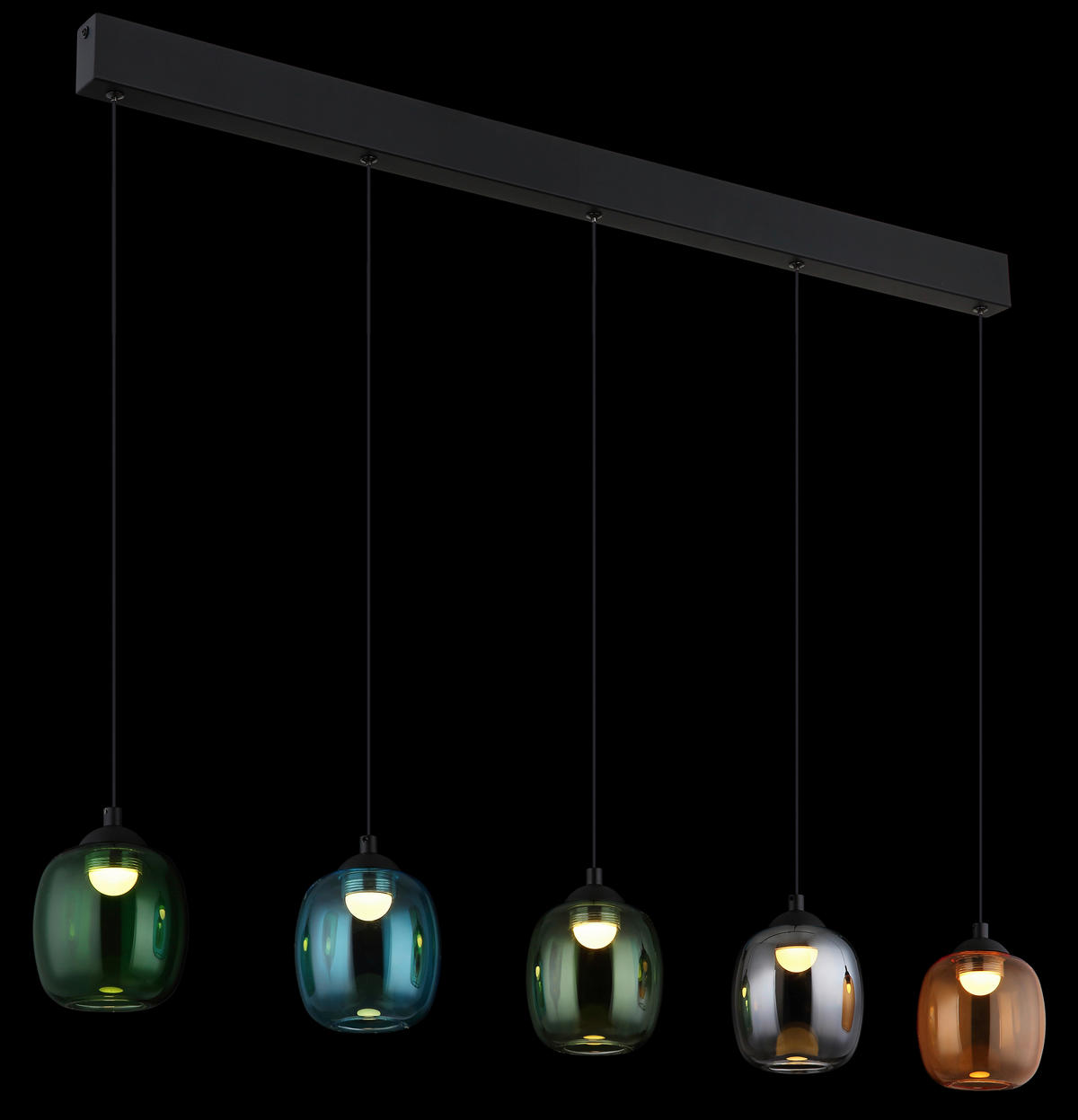 GLOBO LED-Pendelleuchte MINARA 31470508 bunt schwarz Metall Glas Kunststoff B/H/L: ca. 102x150x12 cm 1.0 Brennstellen MINARA - bunt/schwarz (12,00/102,00/150,00cm) - GLOBO