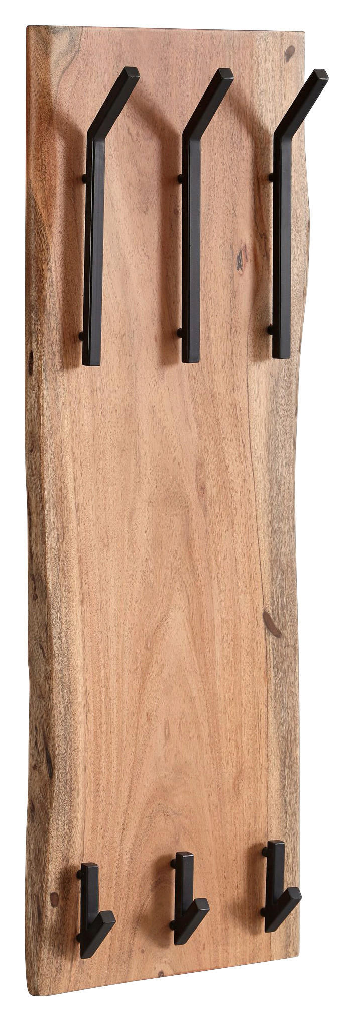 Wandgarderobe natur schwarz pulverbeschichtet B/H/T: ca. 35,5x100x11 cm Wandgarderobe - natur/schwarz (35,50/100,00/11,00cm) - Wohnling