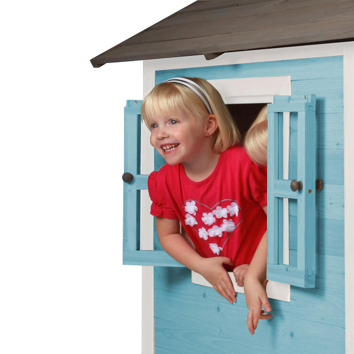 AXI Spielhaus Lodge XL blau B/H/L: ca. 240x189x167 cm Lodge XL - blau/grau (167,00/240,00/189,00cm) - AXI