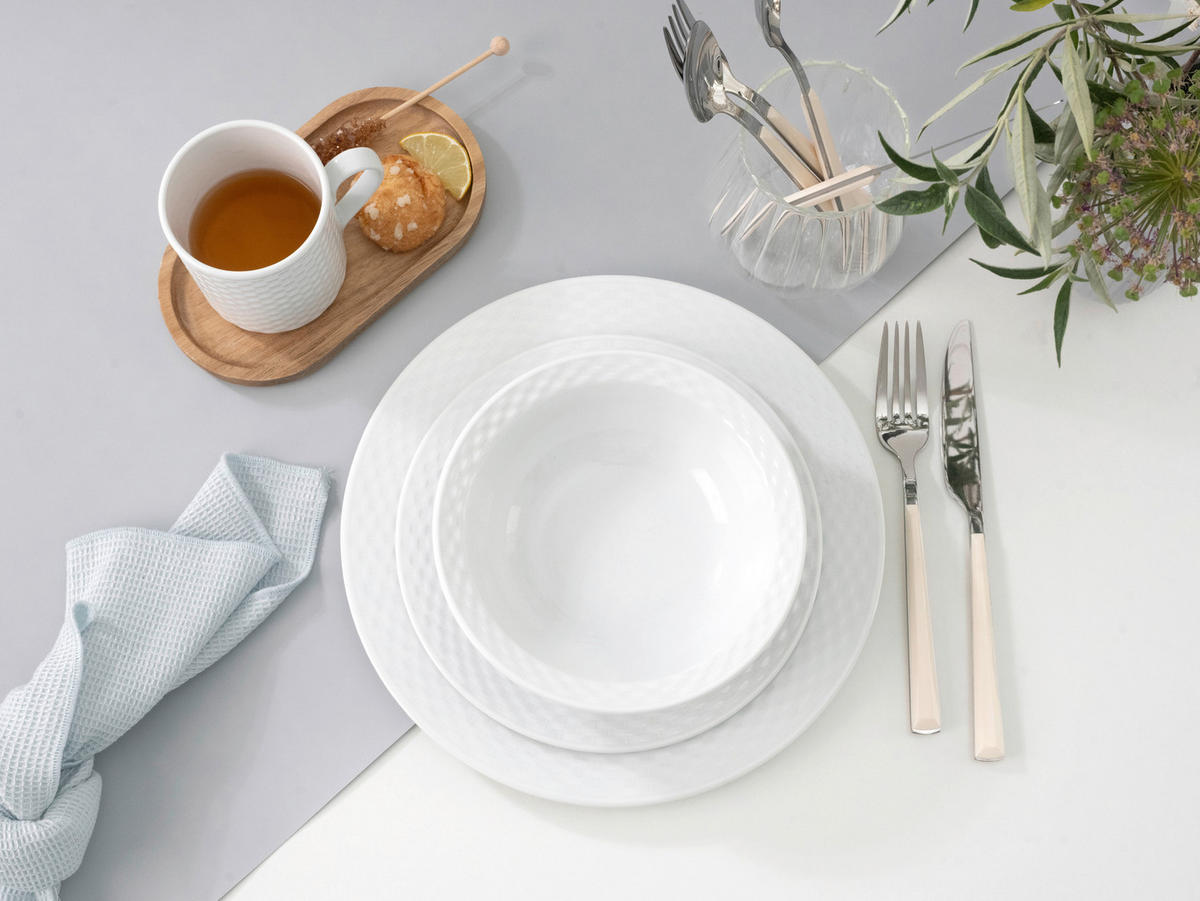 CreaTable Kombiservice Polo weiß Porzellan 16 tlg. Polo - weiß - CreaTable