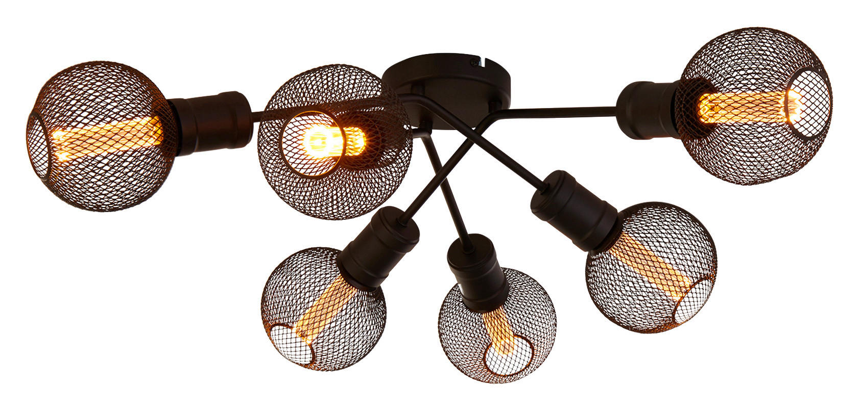 Searchlight Strahler schwarz Stahl B/H/L: ca. 52x15x52 cm E27 6 Brennstellen Dance - schwarz (52,00/52,00/15,00cm) - Searchlight