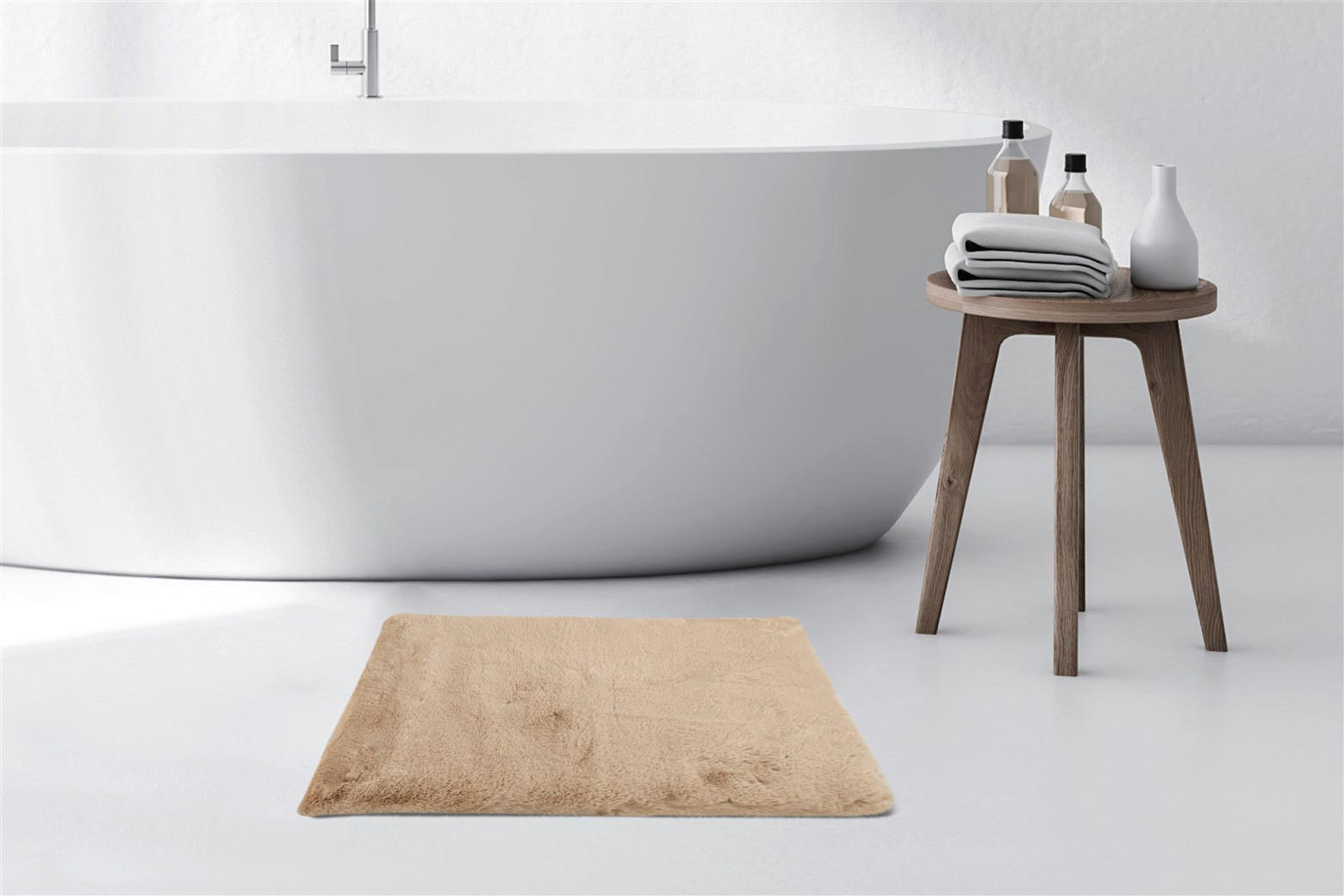 Kayoom Hochflorteppich Badematte Rabbit 425 beige B/H/L: ca. 65x3,5x100 cm Badematte Rabbit 425 - beige (100,00/65,00/3,50cm) - Kayoom