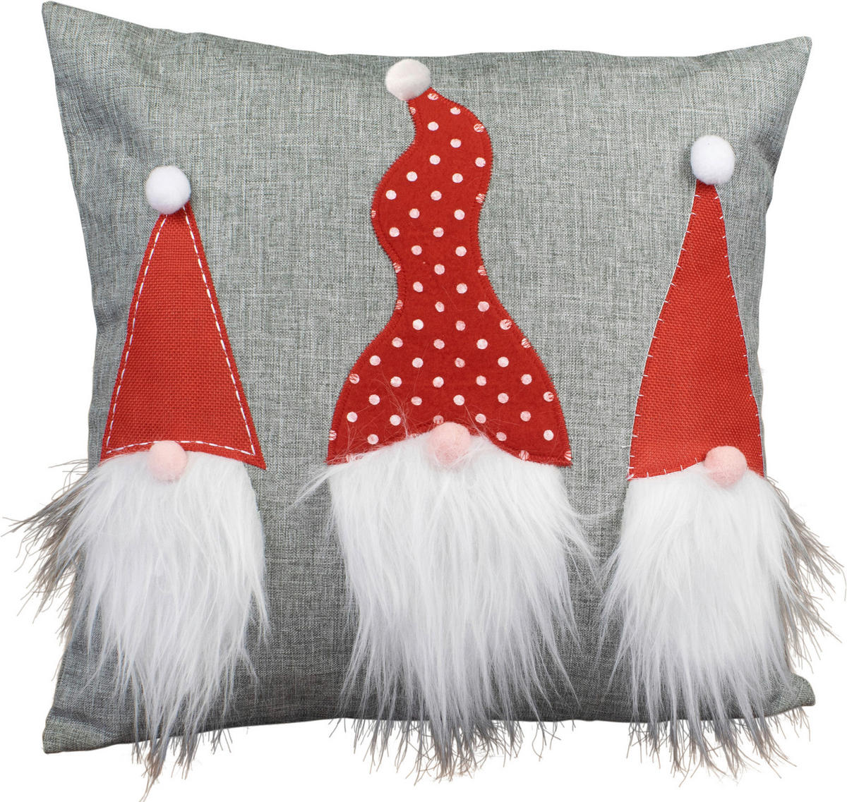 Dekokissen Dekokissen_Wichtel grau 40x40cm - rot/grau (40,00/40,00cm)
