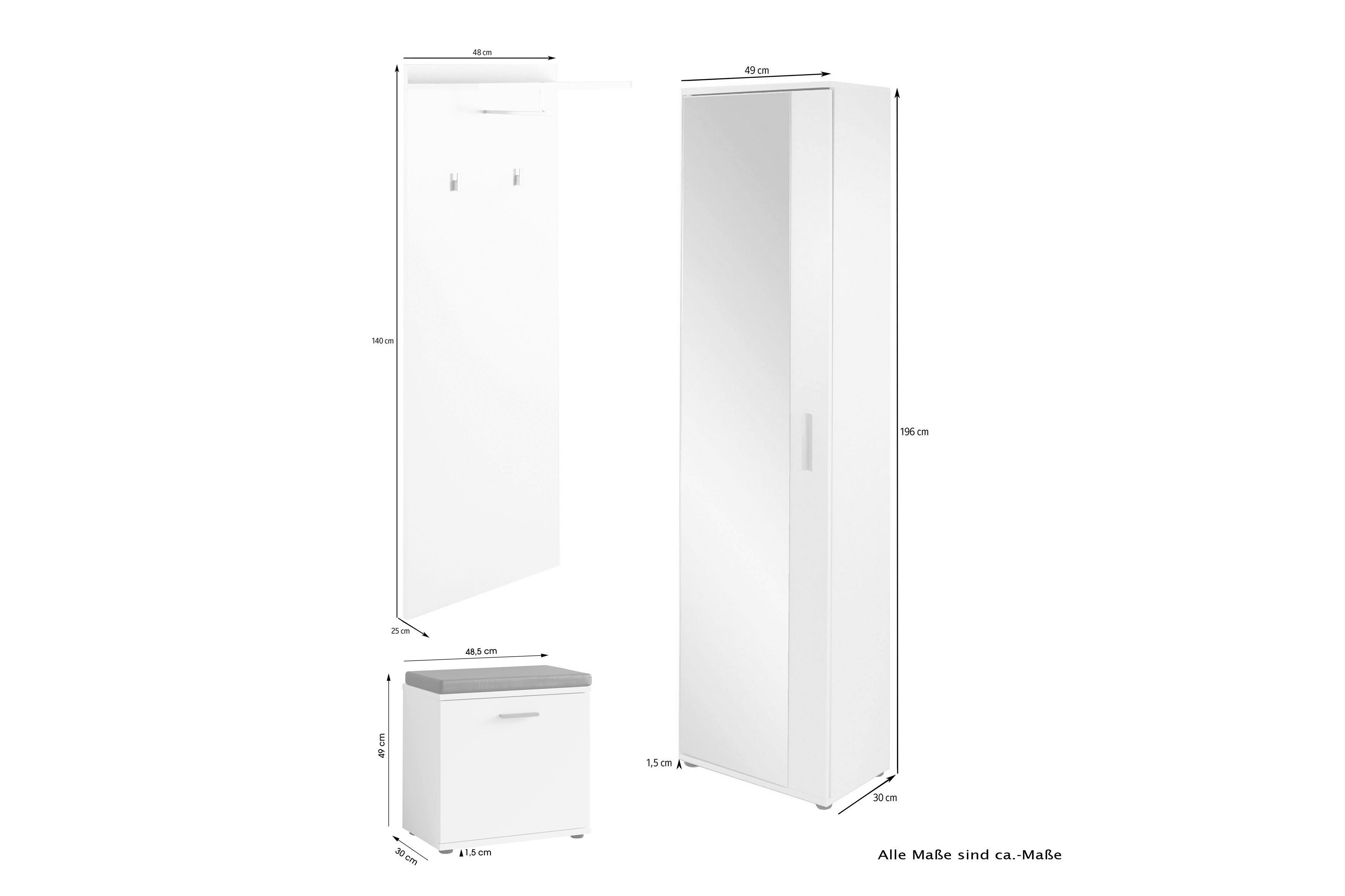 Garderobenset JAKOB Set 3-tlg. anthrazit JAKOB Set 3-tlg. - anthrazit - byLIVING