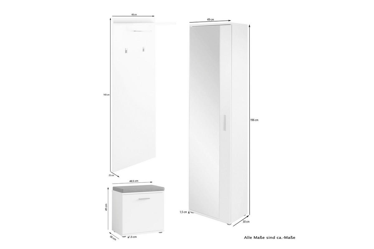Garderobenset JAKOB Set 3-tlg. anthrazit JAKOB Set 3-tlg. - anthrazit - byLIVING