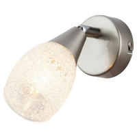 GLOBO Spot 54813-1 nickel matt klar Glas Metall Acryl B/L: ca. 7x14 cm 1 Brennstellen Spot_1flg.Franziska - klar/nickel matt (7,00/14,00cm) - GLOBO