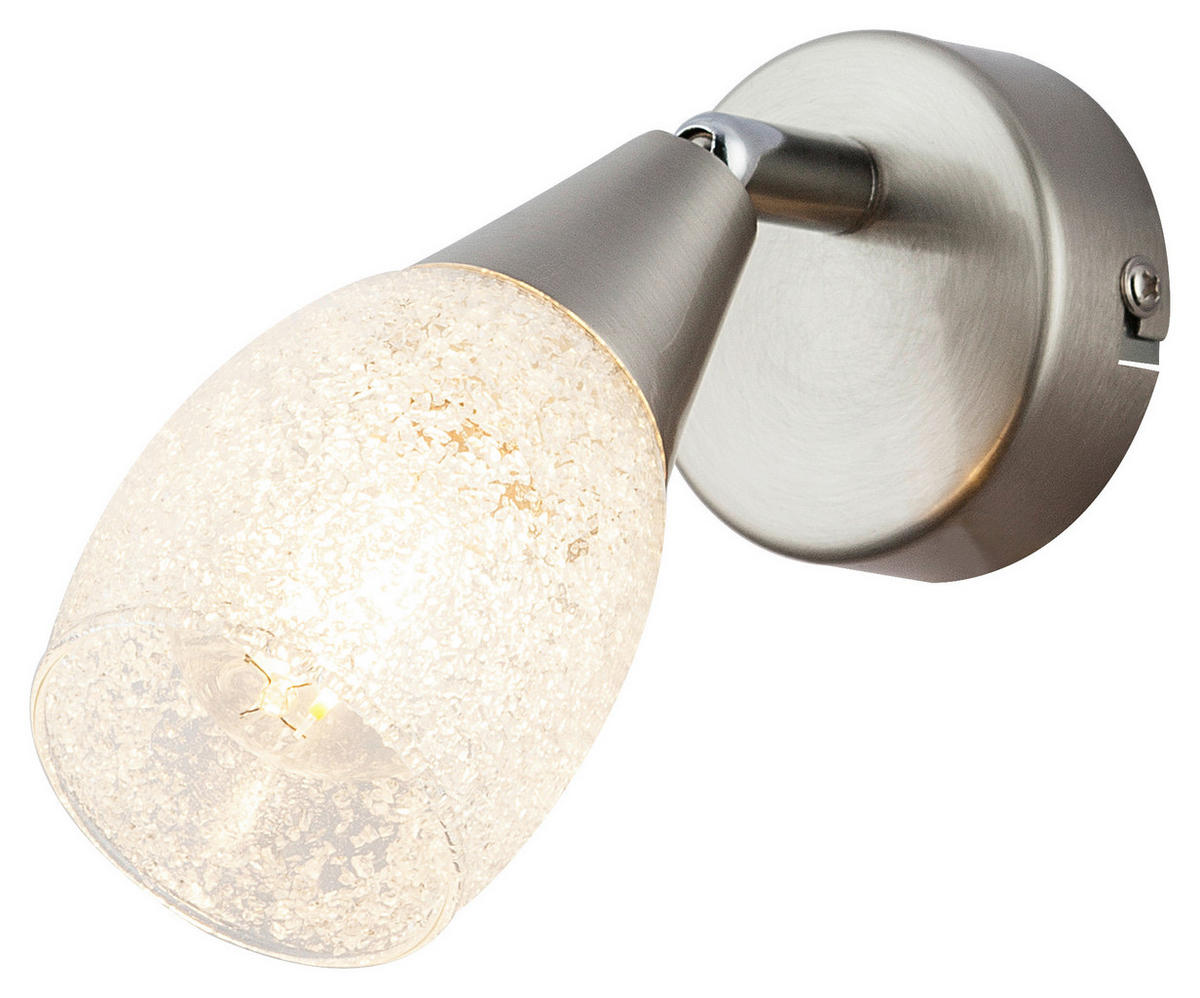 GLOBO Spot 54813-1 nickel matt klar Glas Metall Acryl B/L: ca. 7x14 cm 1 Brennstellen Spot_1flg.Franziska - klar/nickel matt (7,00/14,00cm) - GLOBO