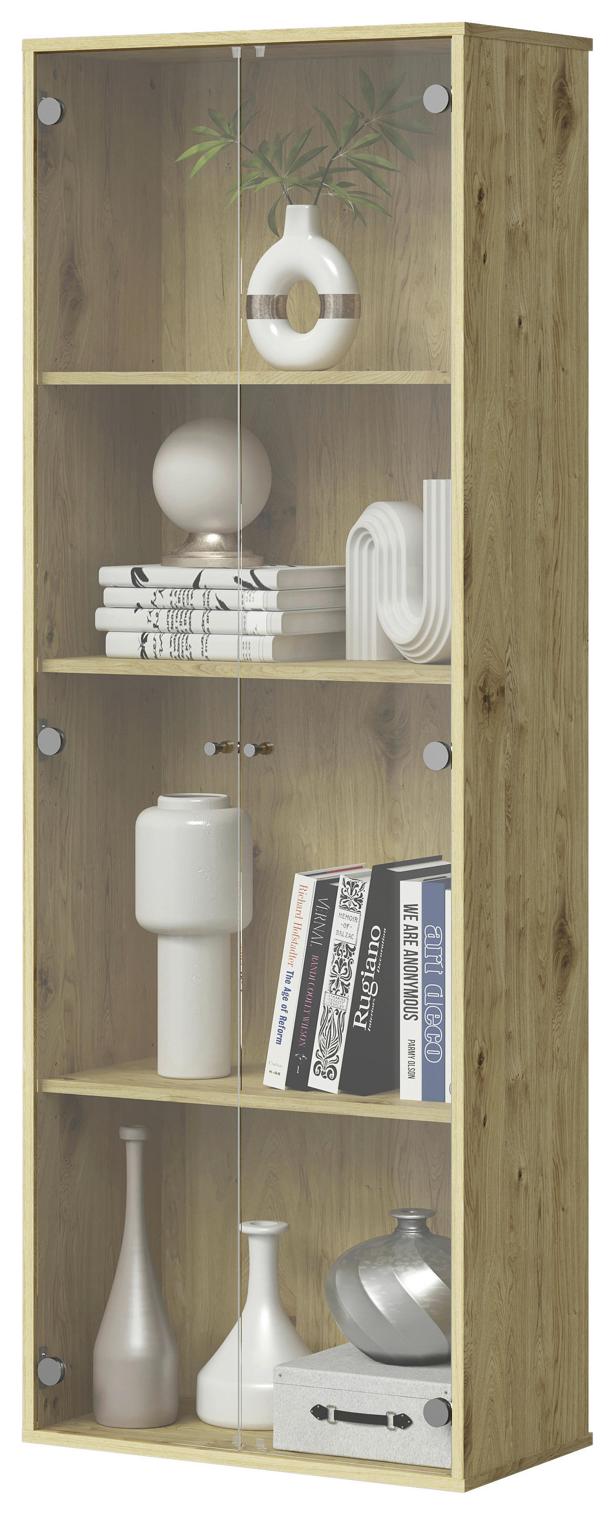 Vitrine  Eiche Artisan Nachbildung B/H/T: ca. 61x171x33 cm Bora_111_Vitrine 109-111 - Eiche (61,00/171,00/33,00cm)