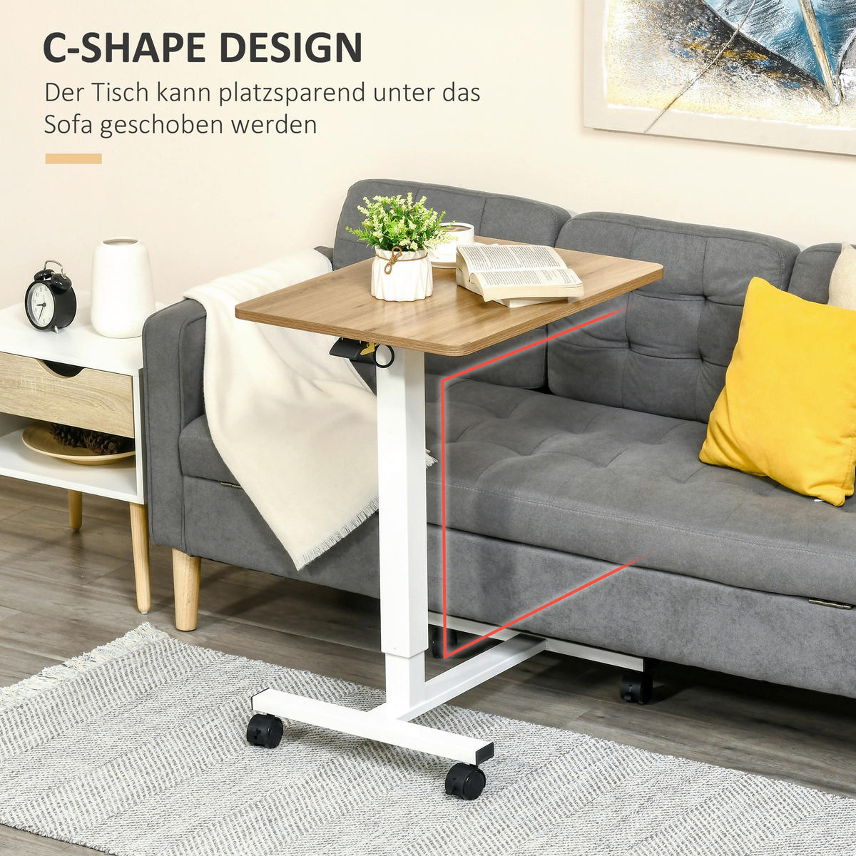 Schreibtisch 920-080 natur Holz Nachbildung weiß B/H/T: ca. 65x110x48 cm 920-080 - weiß/natur (65,00/110,00/48,00cm) - HOMCOM