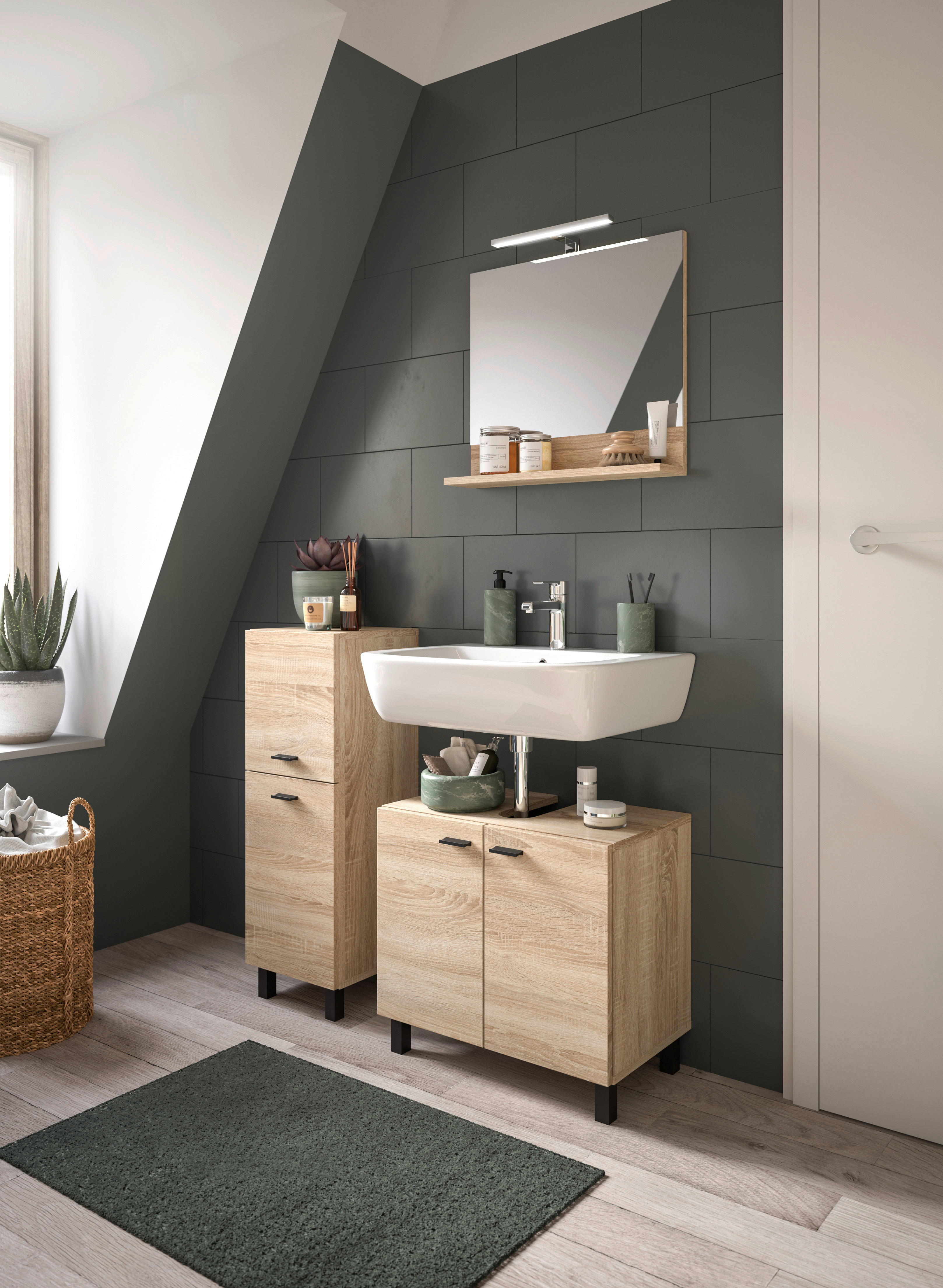 Badhochschrank BOSTON Eiche Sonoma Nachbildung B/H/T: ca. 30x80x29 cm BOSTON - Eiche (30,00/80,00/29,00cm) - xonox.home
