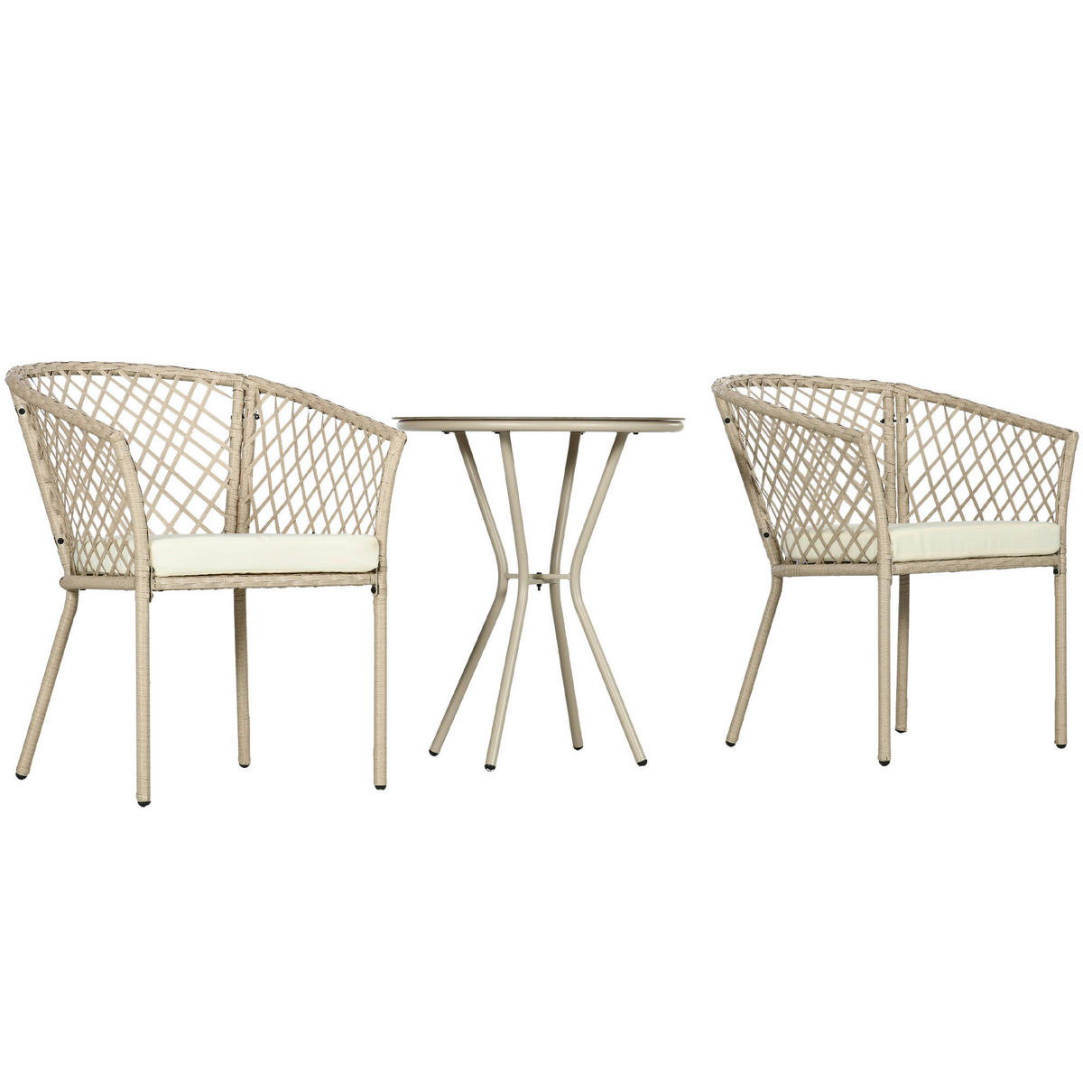 Outsunny Sitzgruppe khaki Edelstahl B/H/L: ca. 65x63x81 cm Gartenmöbel_Set - khaki (81,00/65,00/63,00cm) - Outsunny