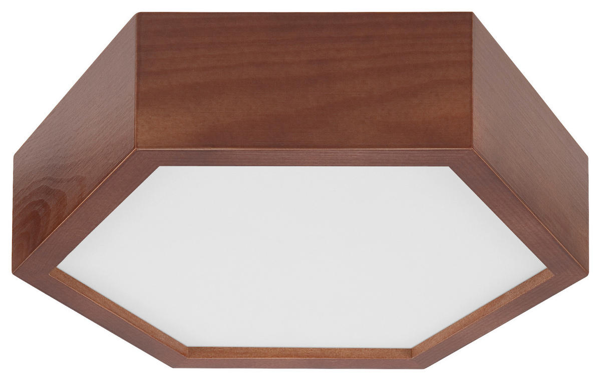 Lamkur Deckenleuchte rustikal Holz Glas B/H/L: ca. 33x12x33 cm 1 Brennstellen Hex - rustikal (33,00/33,00/12,00cm) - Lamkur