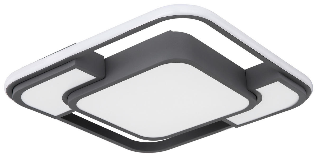GLOBO Deckenleuchte NIRRA 67259-30 Graphit Opal Metall Kunststoff B/H/L: ca. 42x10x42 cm NIRRA - Graphit/Opal (42,00/42,00/10,00cm) - GLOBO