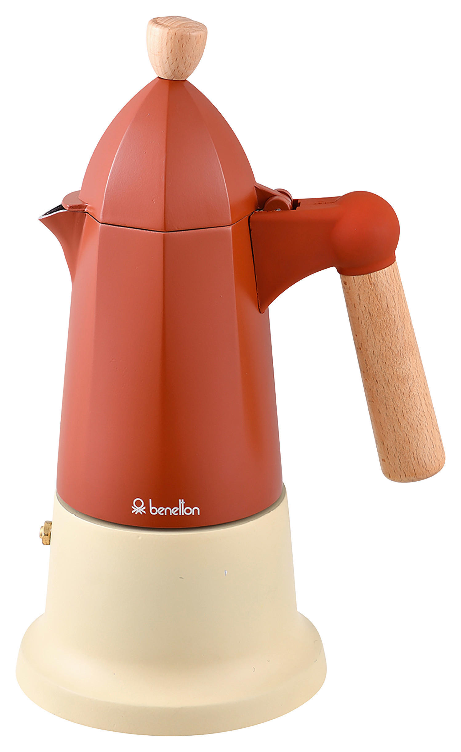 BENETTON Espressokocher beige Aluminium Espressokocher - beige/rot - BENETTON