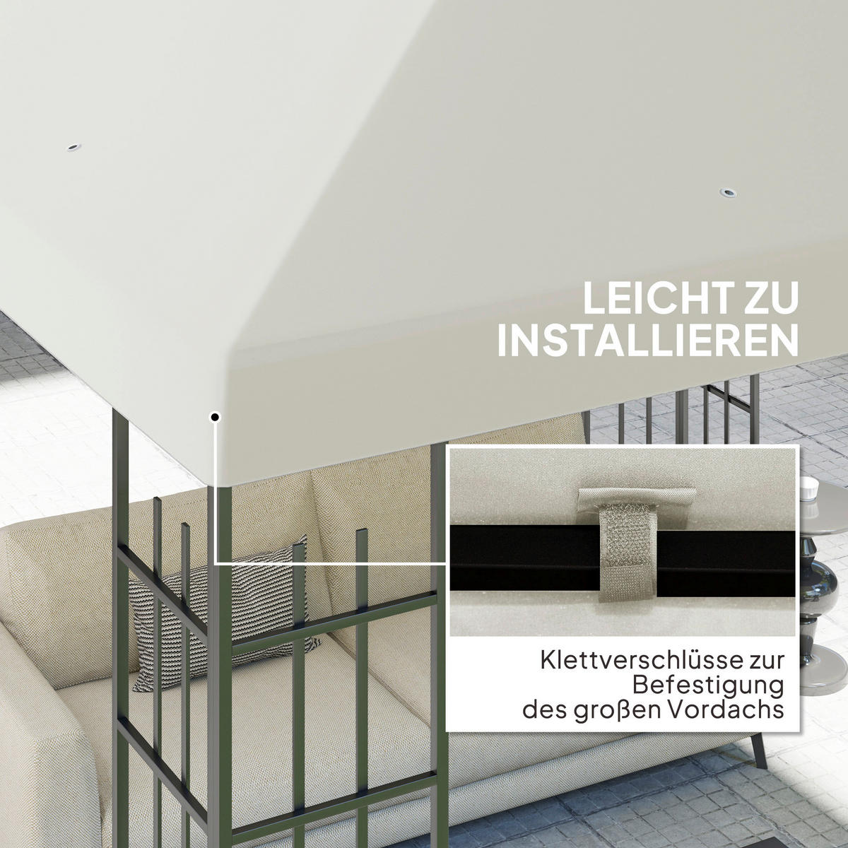 Outsunny Pavillondach hellgrau Polyester B/H/L: ca. 298x1x298 cm Pavillondach - hellgrau (298,00/298,00/1,00cm) - Outsunny