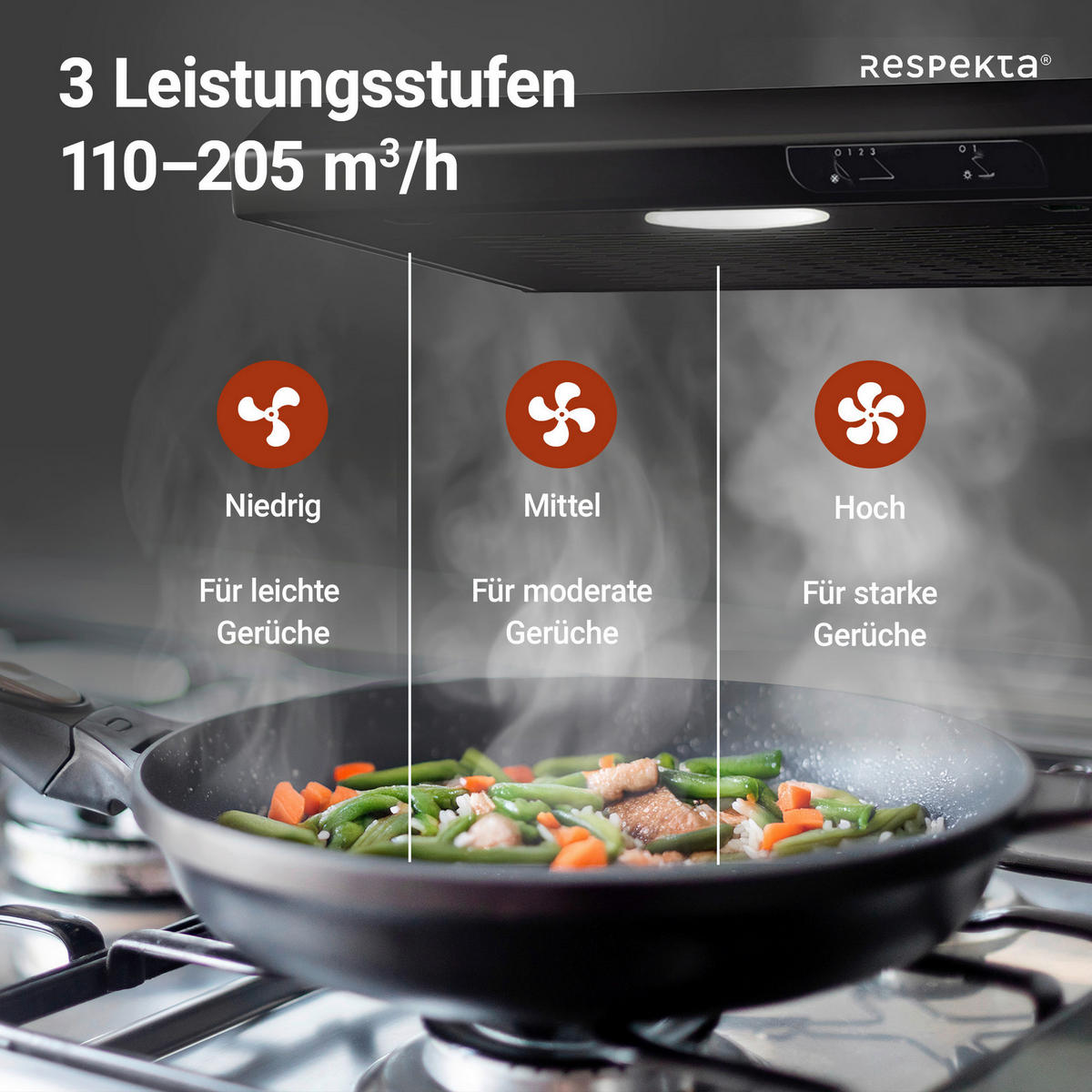 Respekta Dunstabzugshaube DH630SL schwarz Edelstahl B/H/T: ca. 60x7,8x47 cm DH630SL - schwarz (60,00/7,80/47,00cm) - Respekta