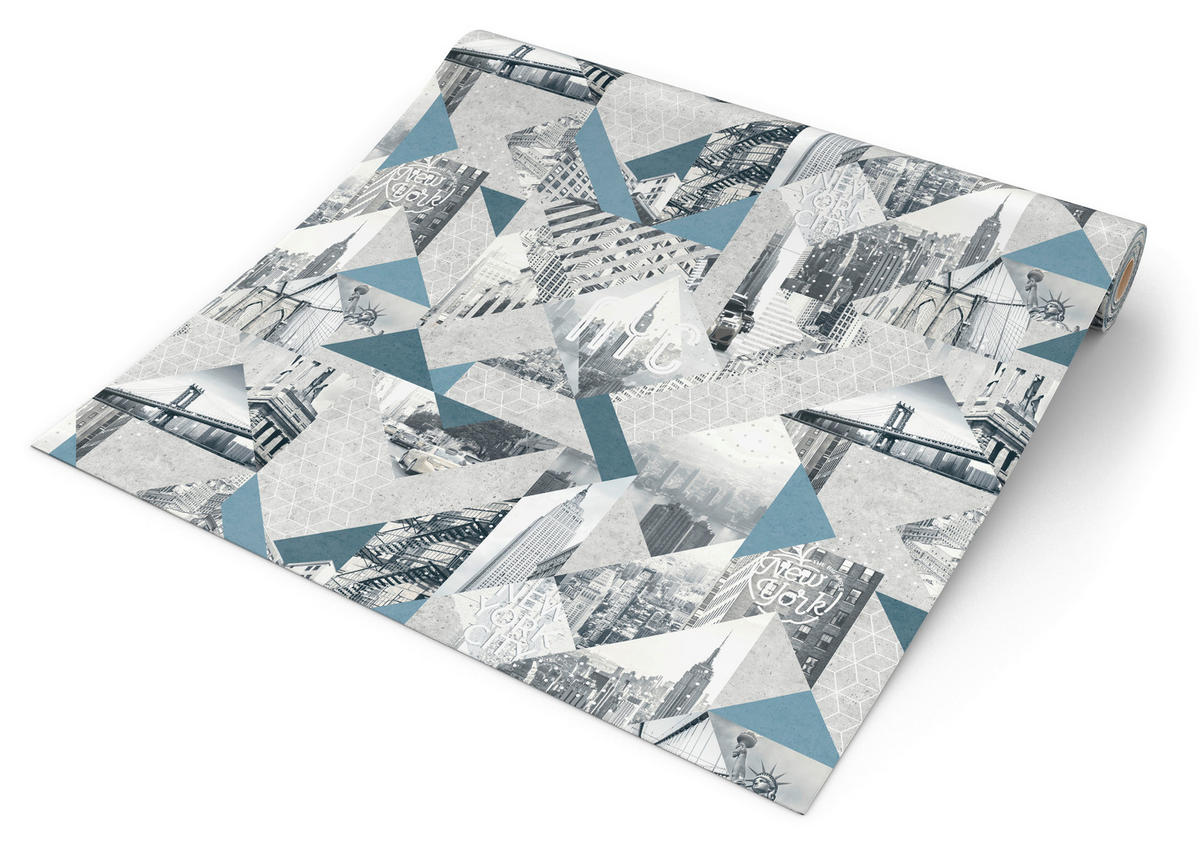 UGEPA Vliestapete New York blau grau B/L: ca. 53x1005 cm Vliestapete_M51001 - blau/grau (53,00/1005,00cm) - UGEPA