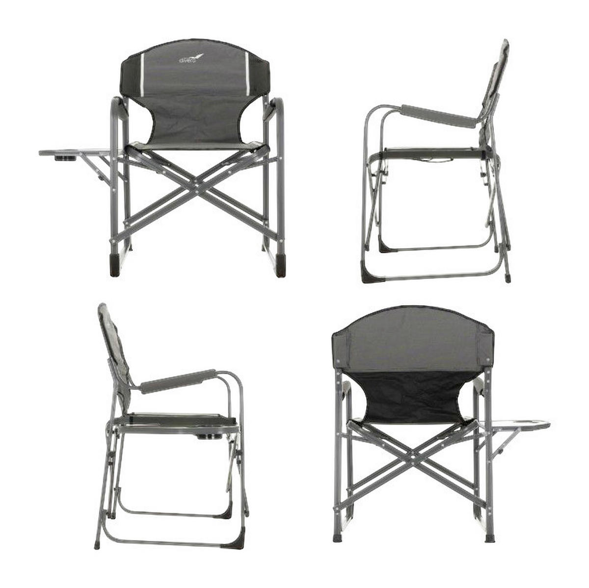 VCM Campingstuhl 2er Set grau Aluminium B/H/T: ca. 59x87x51 cm 2er Set - braun/weiß (59,00/87,00/51,00cm) - VCM