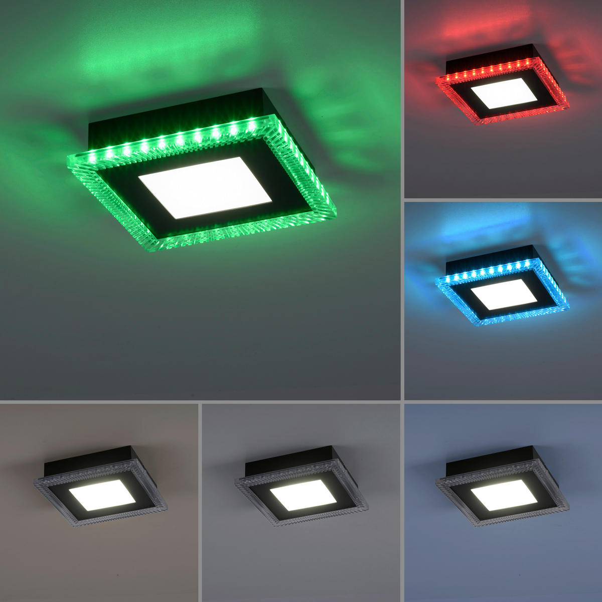 Just Light LED-Deckenleuchte 14510-18 schwarz Kunststoff B/H/L: ca. 20x5x20 cm ACRI - schwarz (20,00/20,00/5,00cm) - Just Light