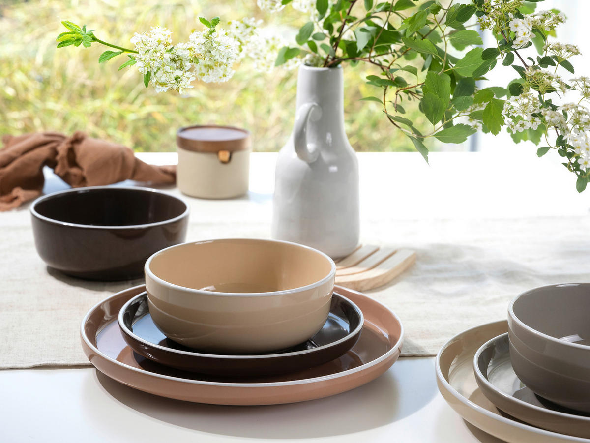 CreaTable Kombiservice Nordic Mocha Mousse braun Steinzeug 16 tlg. Nordic Mocha Mousse - braun - CreaTable