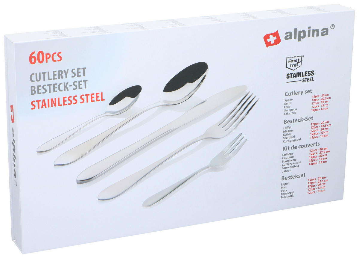 alpina Besteckset silber Edelstahl 60 tlg. Besteckset_60tlg. - silber (41,20/25,20/5,20cm) - alpina