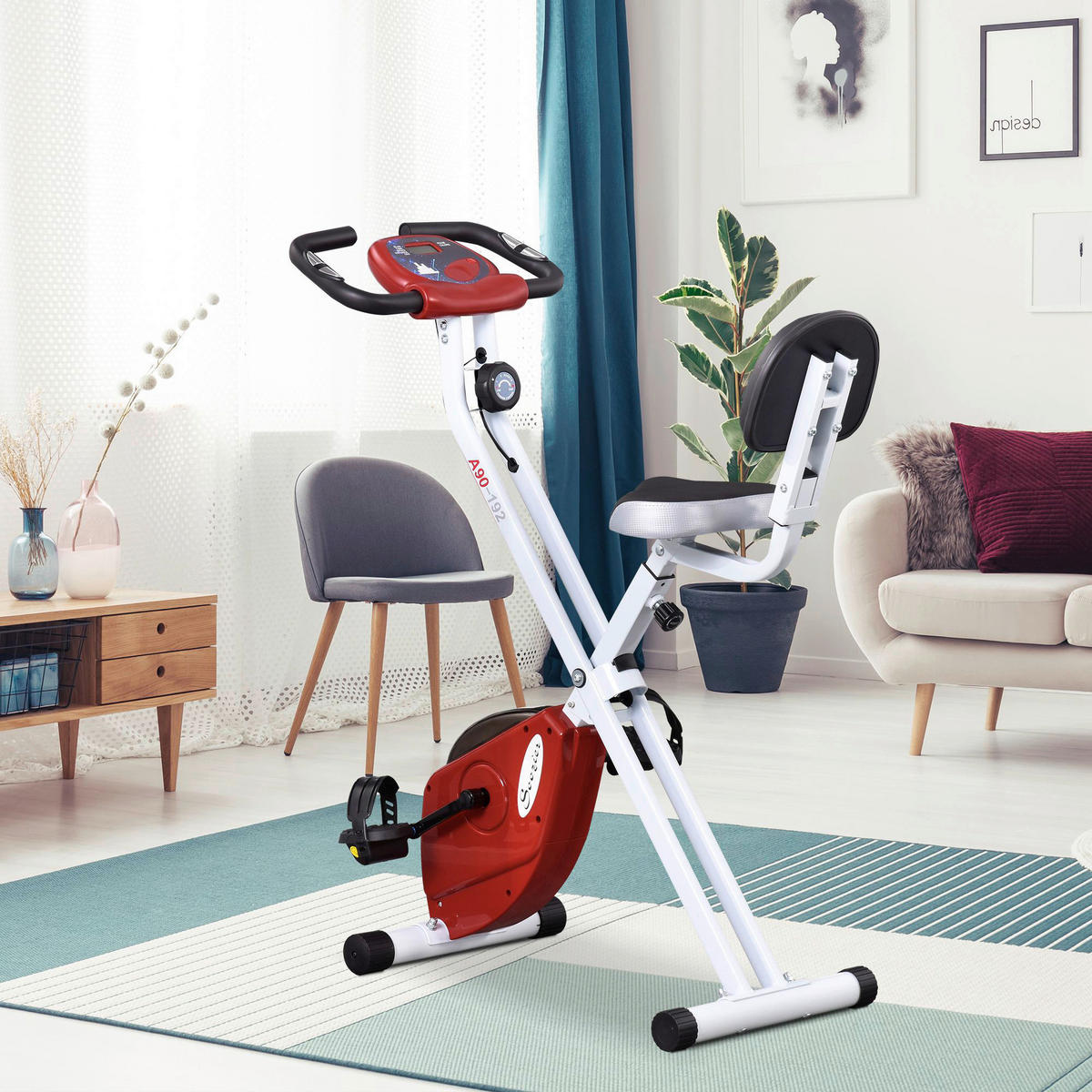 HOMCOM Fahrradtrainer rot Stahl H/L: ca. 109x97 cm Fahrradtrainer - rot (97,00cm) - HOMCOM
