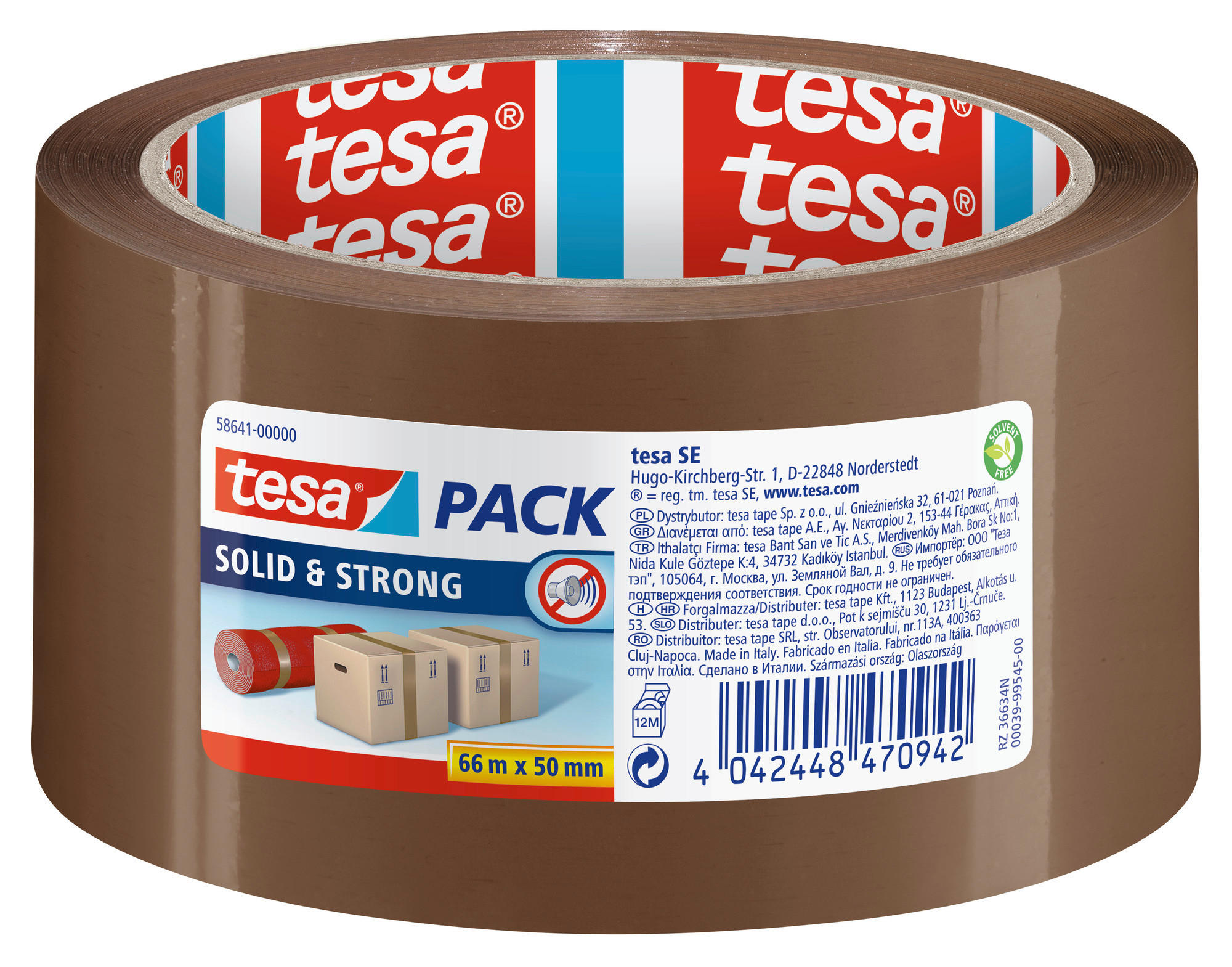 Tesa Pack Paketband Solid & Strong Braun 66 m x 5 cm günstig online kaufen