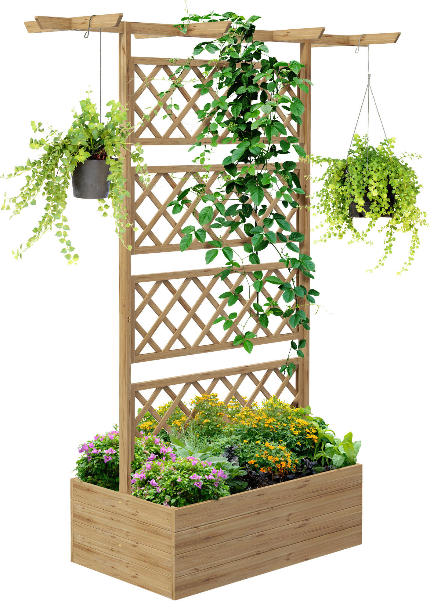 Outsunny Hochbeet natur Holz B/H/L: ca. 55x183x160 cm Hochbeet - natur (160,00/55,00/183,00cm) - Outsunny