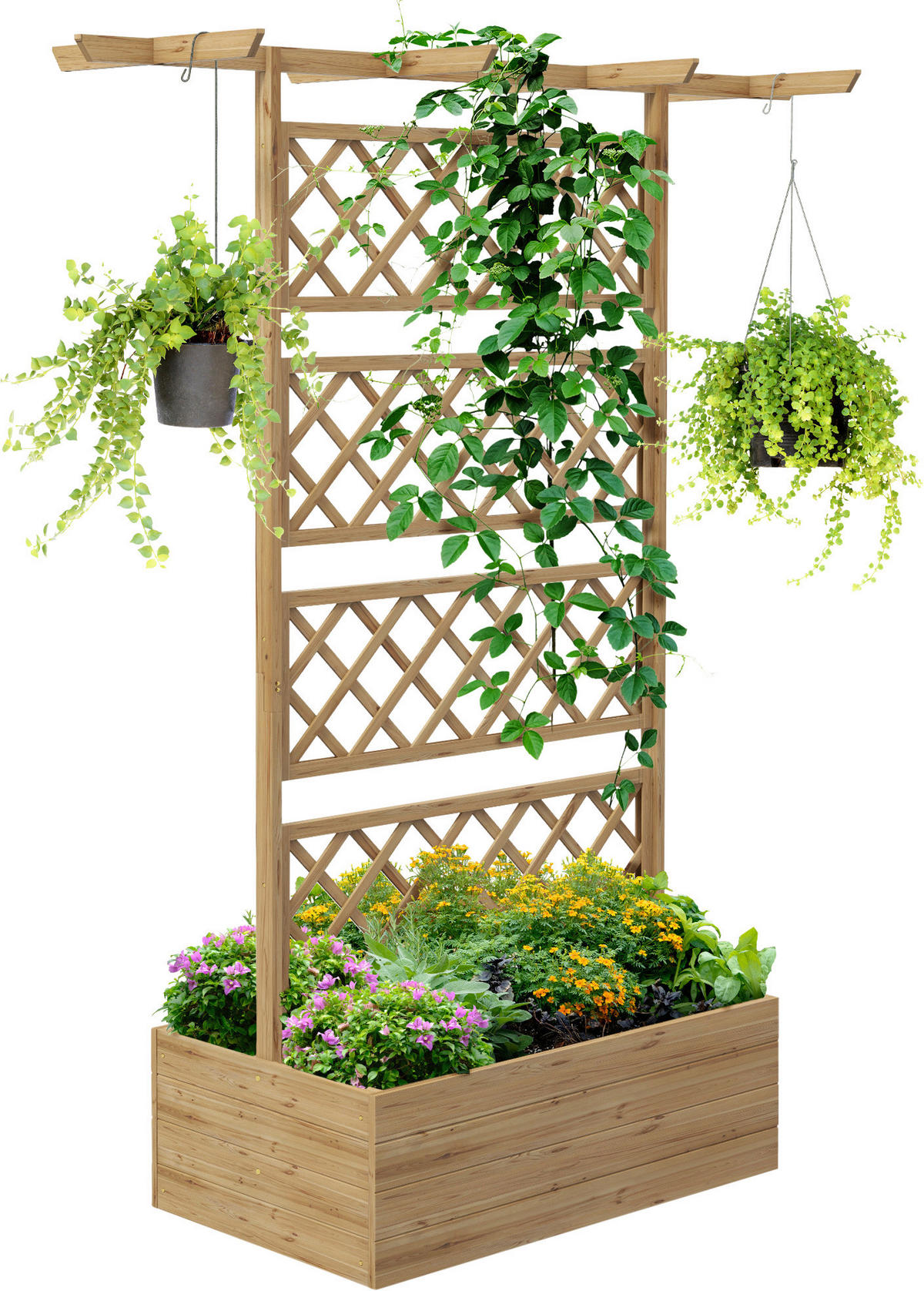 Outsunny Hochbeet natur Holz B/H/L: ca. 55x183x160 cm Hochbeet - natur (160,00/55,00/183,00cm) - Outsunny