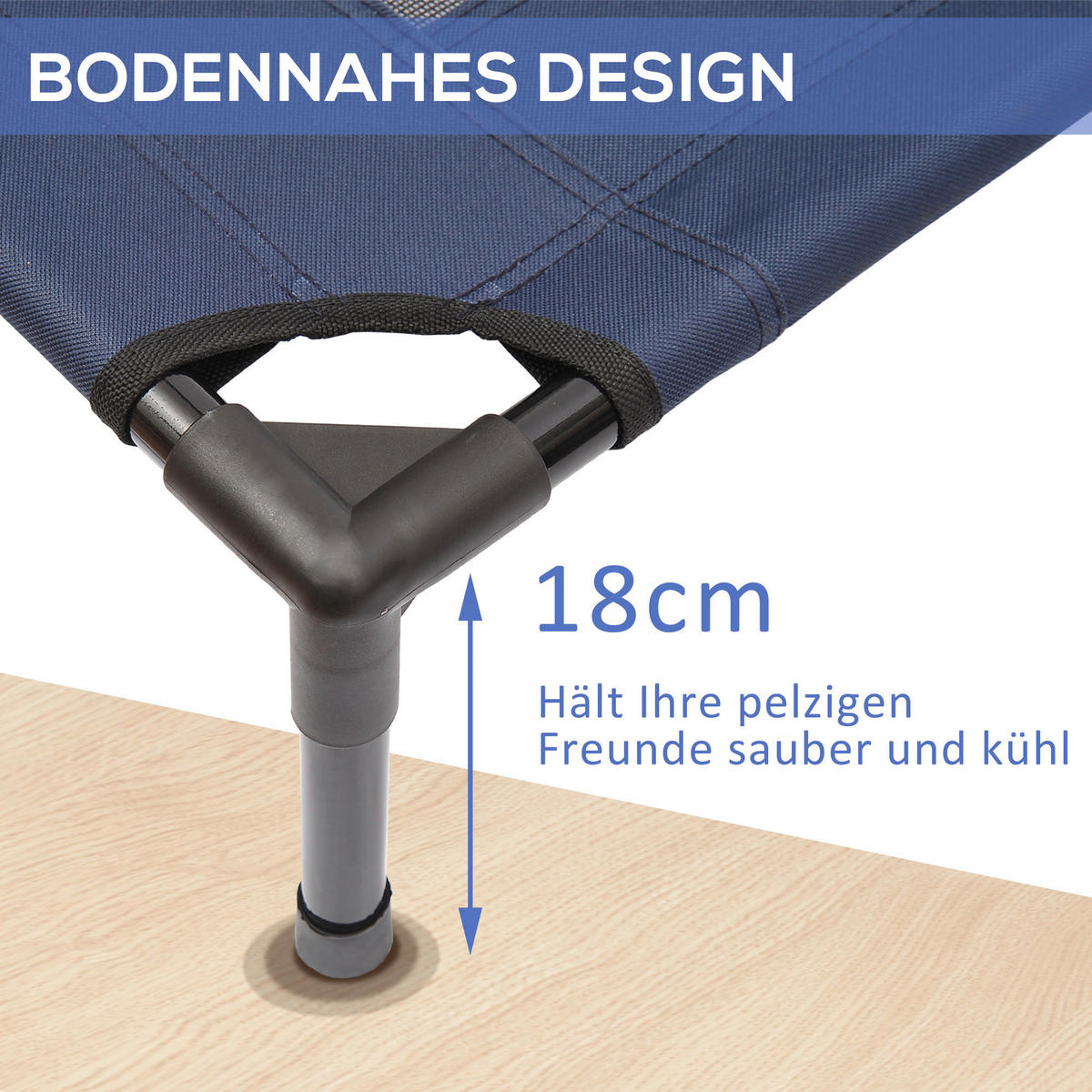PawHut Hundeliege blau Metall Hundeliege mit atmungsaktiven Bezug - blau - PawHut
