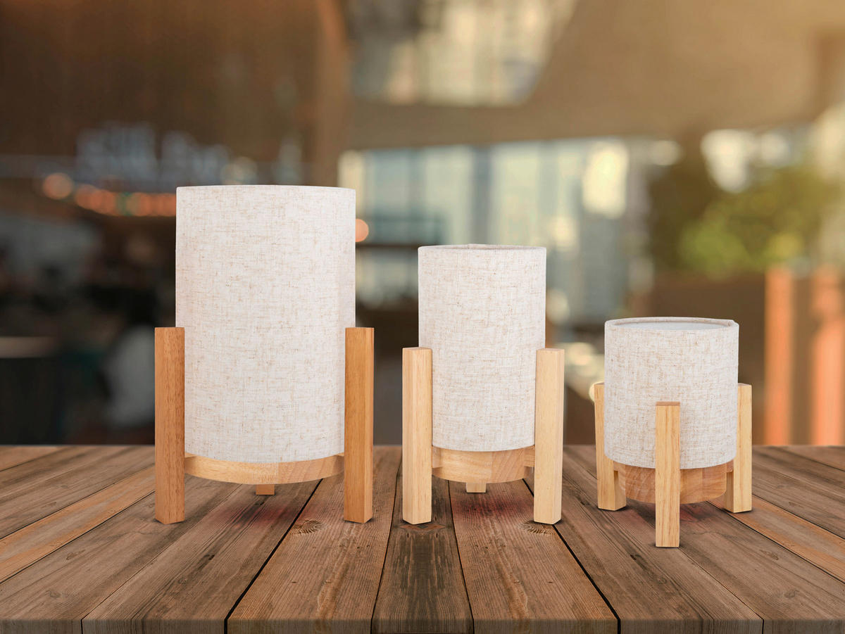 Näve Leuchten Tischleuchte 5305227 natur Holz Textil B/H/T: ca. 16,2x25x16,2 cm null 1 Brennstellen Madita - natur (16,20/25,00/16,20cm) - Näve Leuchten