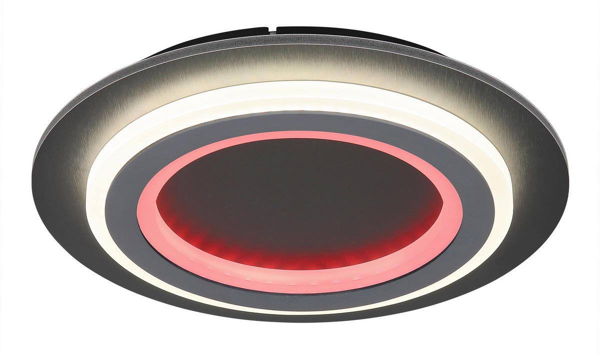 GLOBO LED-Deckenleuchte mattschwarz Opal grau Metall Kunststoff Acryl H/D: ca. 5,5x34 cm 1 Brennstellen JAYDEN - Opal/mattschwarz (34,00/5,50cm) - GLOBO