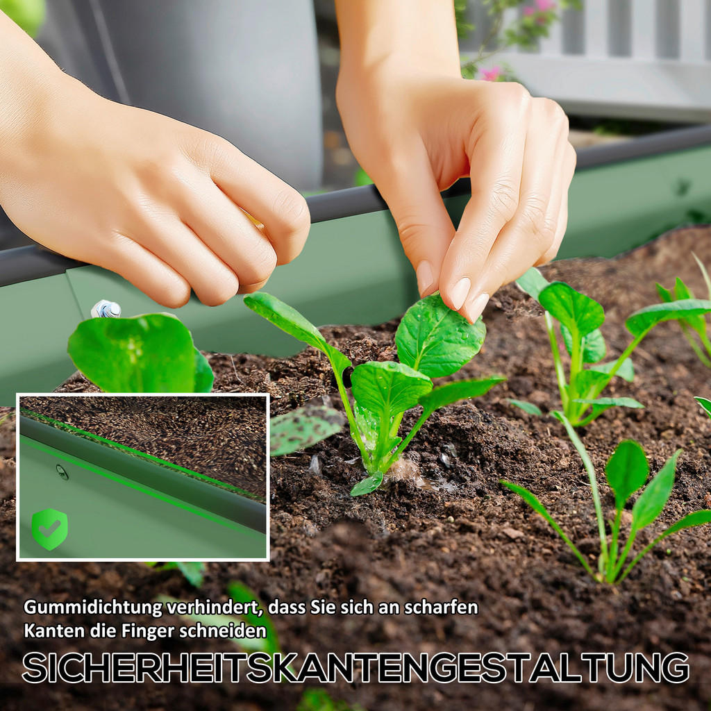 Thumbnail - Outsunny Hochbeet 2er Set grün Stahl B/H/L: ca. 93x30x181 cm