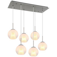 GLOBO Pendelleuchte BARRY 15749N-6H nickel Opal Metall B/H/L: ca. 38x120x90 cm E27 6 Brennstellen BARRY - nickel/Opal (90,00/38,00/120,00cm) - GLOBO