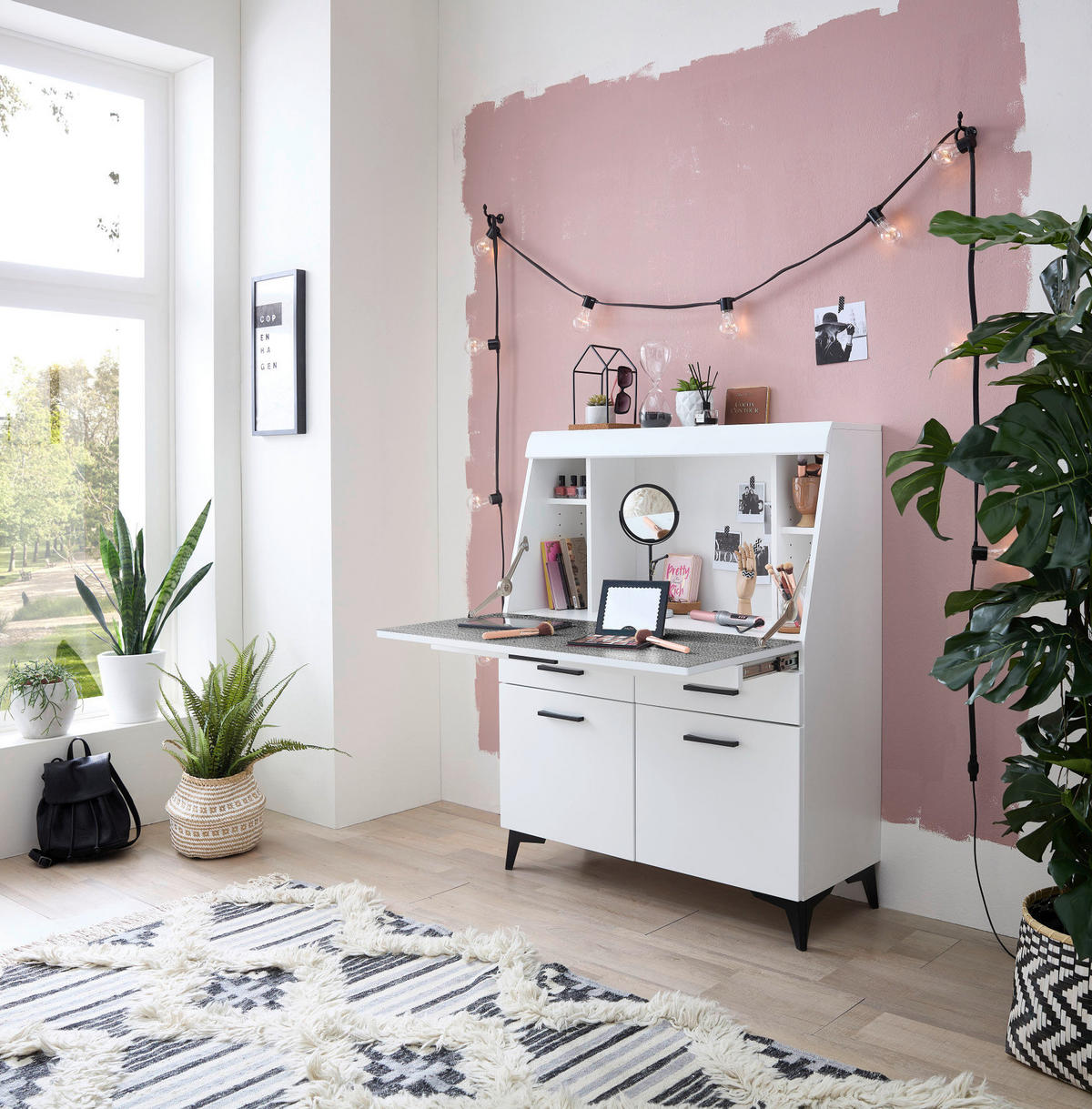 Sekretär Secret weiß matt B/H/T: ca. 98x124x42 cm Secret - weiß (98,00/124,00/42,00cm)