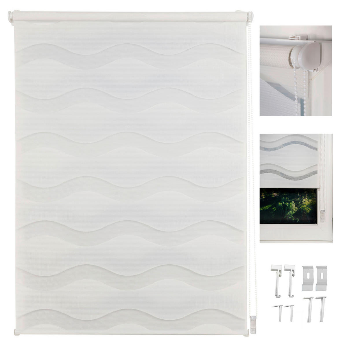 Doppelrollo weiß B/L: ca. 120x160 cm Doppelrollo_ Wave - weiß (120,00/160,00cm)