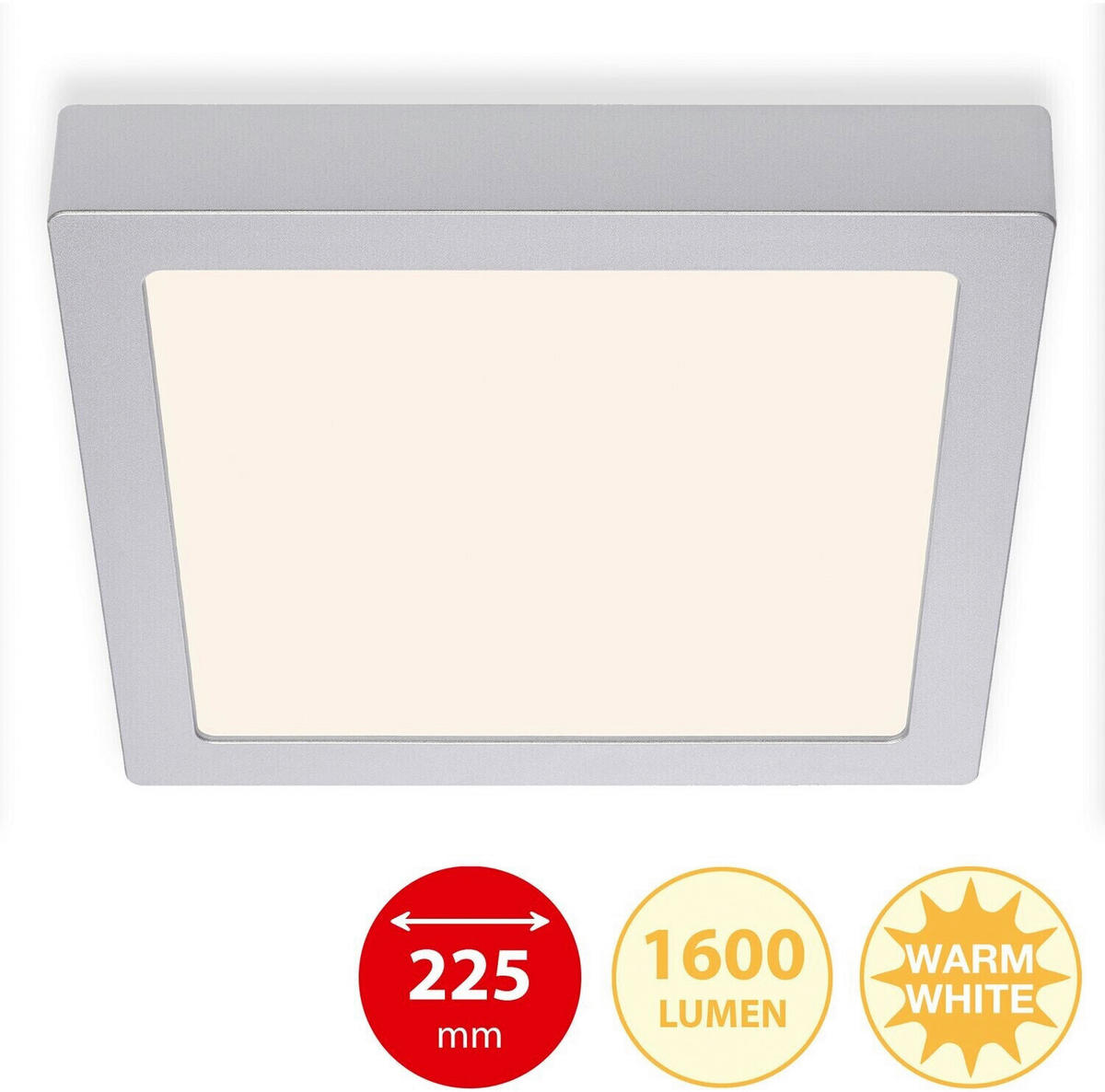 GLOBO LED-Deckenleuchte Chrom Metall B/H/T: ca. 22,5x3,2x22,5 cm LED-Deckenleuchte_Fire - Chrom (22,50/3,20/22,50cm) - GLOBO