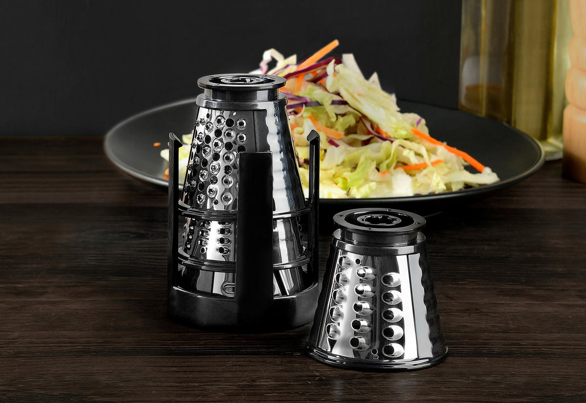 MASTERPRO Reibe elektrisch silber schwarz Edelstahl Kunststoff B/H/T: ca. 245x30,5x20,3 cm ca. 150 W Foodies BGMP-9103 - schwarz/silber (245,00/30,50/20,30cm) - MASTERPRO