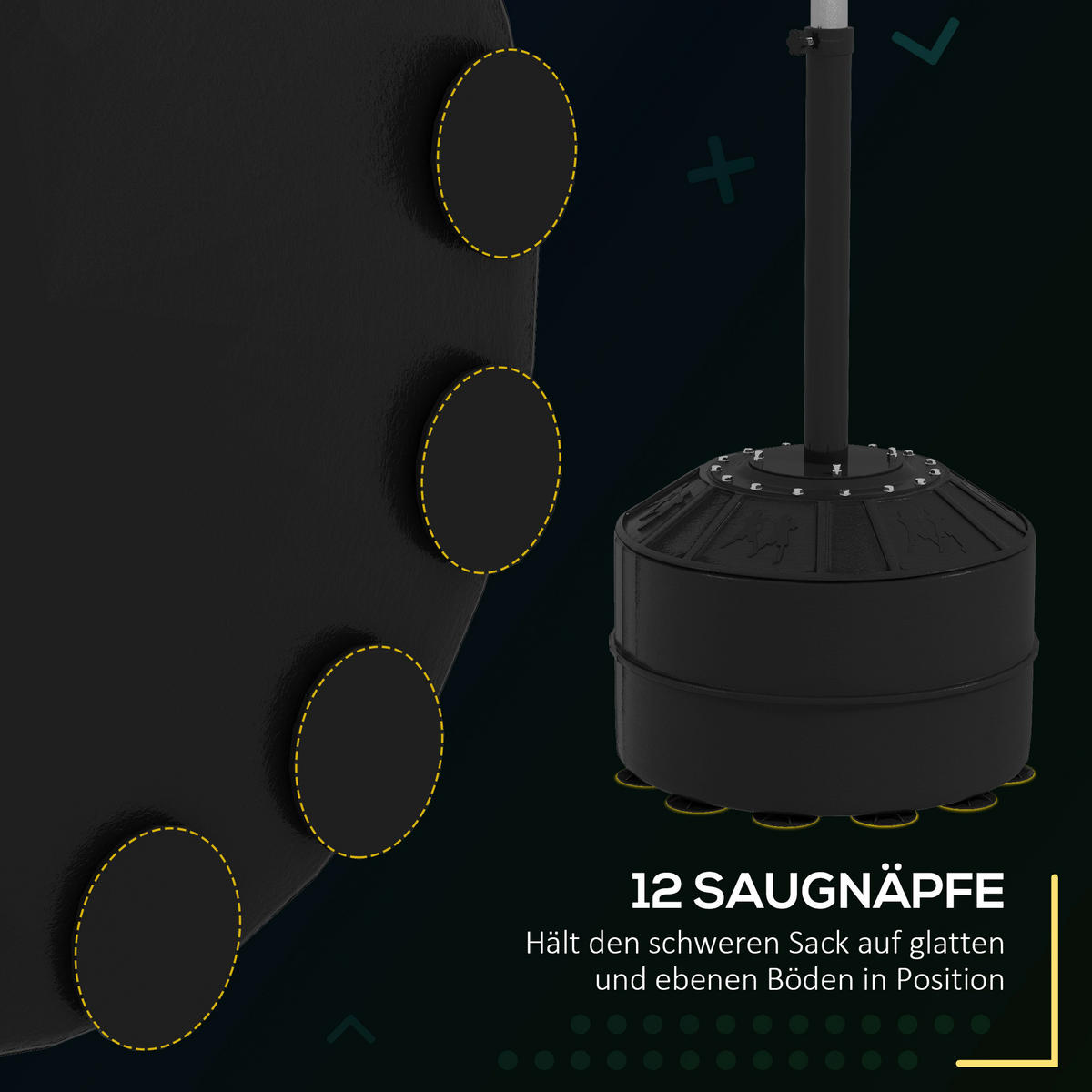 SPORTNOW Fitness-Zubehör schwarz Edelstahl B/H/L: ca. 48x76x205 cm Punchingball_Set - schwarz (205,00/48,00/76,00cm) - SPORTNOW