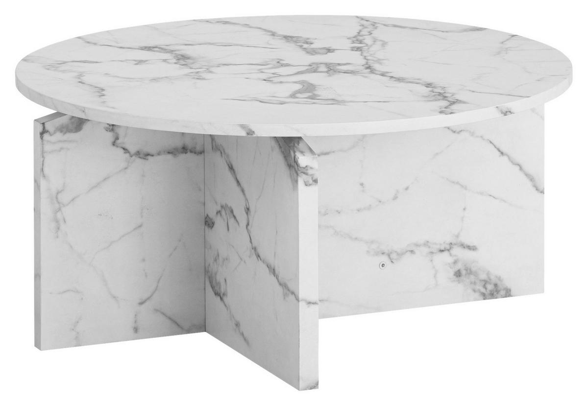 Couchtisch weiß Marmor Optik B/H/T: ca. 70x33x70 cm Couchtisch - weiß (70,00/33,00/70,00cm) - Wohnling