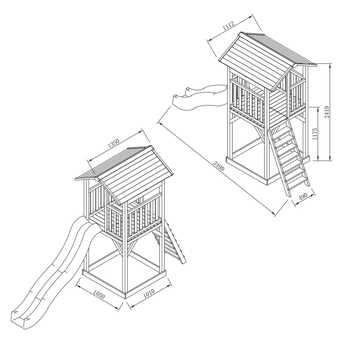 AXI Spielturm Beach Tower weiß B/H/T: ca. 111,2x241,9x349 cm Beach Tower - blau/weiß (111,20/241,90/349,00cm) - AXI
