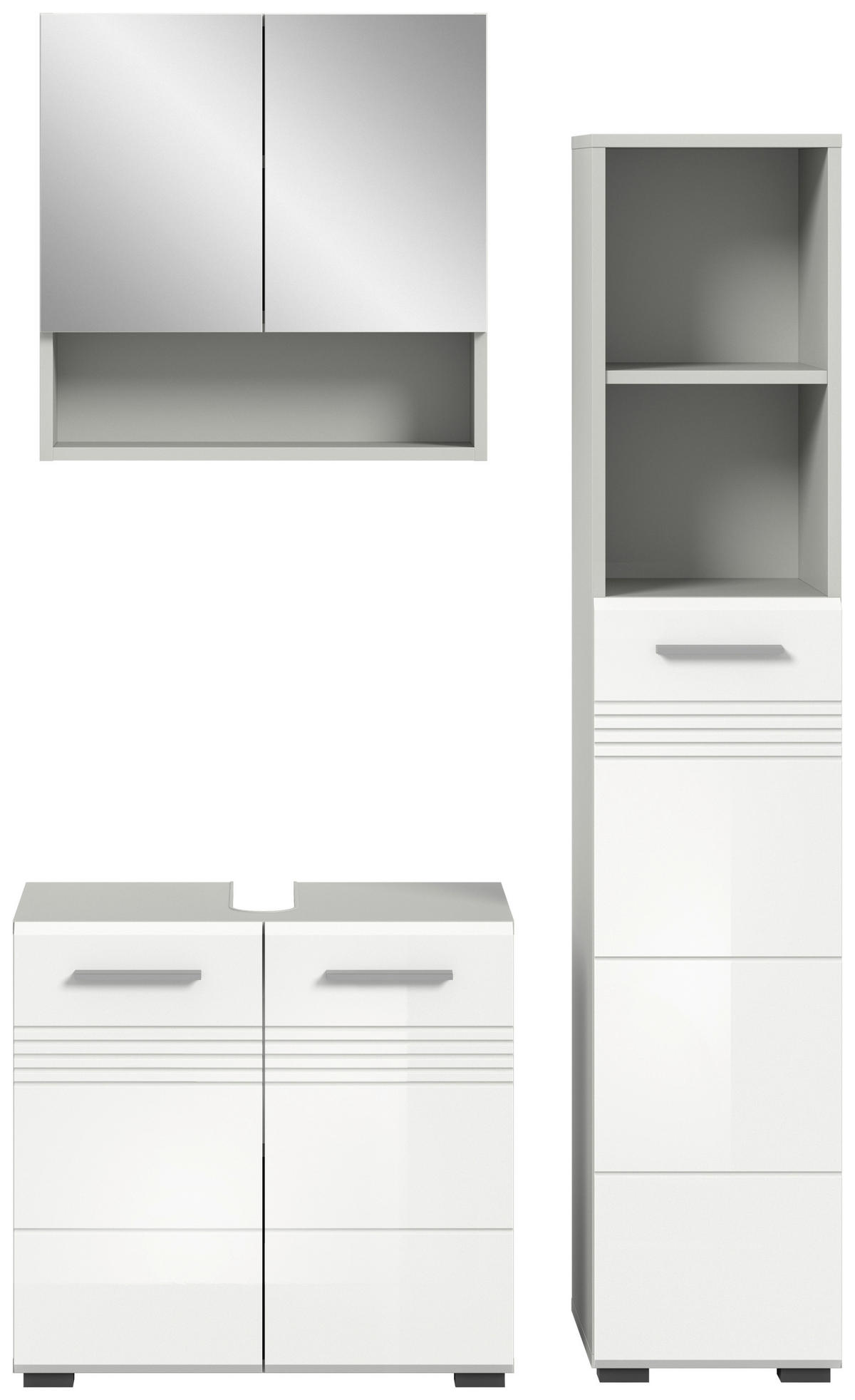 Badblock Copa hellgrau weiß Hochglanz B/H/T: ca. 105x190x32 cm Copa - hellgrau/weiß (105,00/190,00/32,00cm) - xonox.home