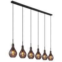 GLOBO Pendelleuchte schwarz Metall B/H/T: ca. 18x120x140 cm E14 6 Brennstellen OSKUS - schwarz (18,00/120,00/140,00cm) - GLOBO