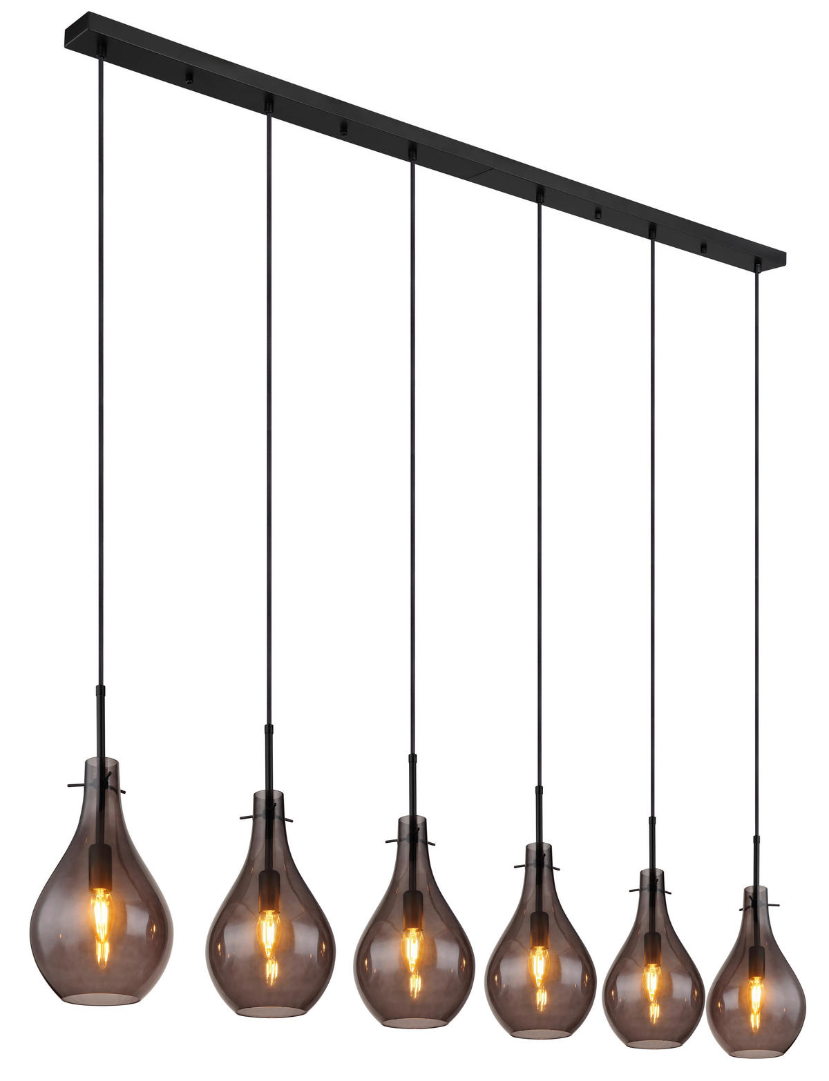 GLOBO Pendelleuchte schwarz Metall B/H/T: ca. 18x120x140 cm E14 6 Brennstellen OSKUS - schwarz (18,00/120,00/140,00cm) - GLOBO