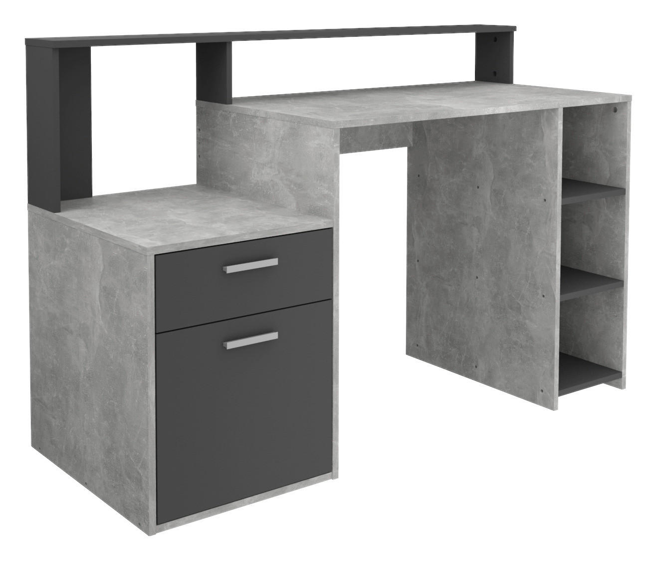 Schreibtisch  Beton Optik anthrazit B/H/T: ca. 139x92x54 cm Bolton_Schreibtisch 3006-001 - anthrazit (139,00/92,00/54,00cm)