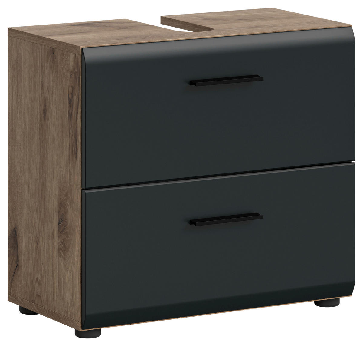 Waschbeckenunterschrank Ice Nox Oak Nachbildung schwarz matt B/H/T: ca. 60x54x60 cm Ice - schwarz (60,00/54,00/60,00cm) - xonox.home