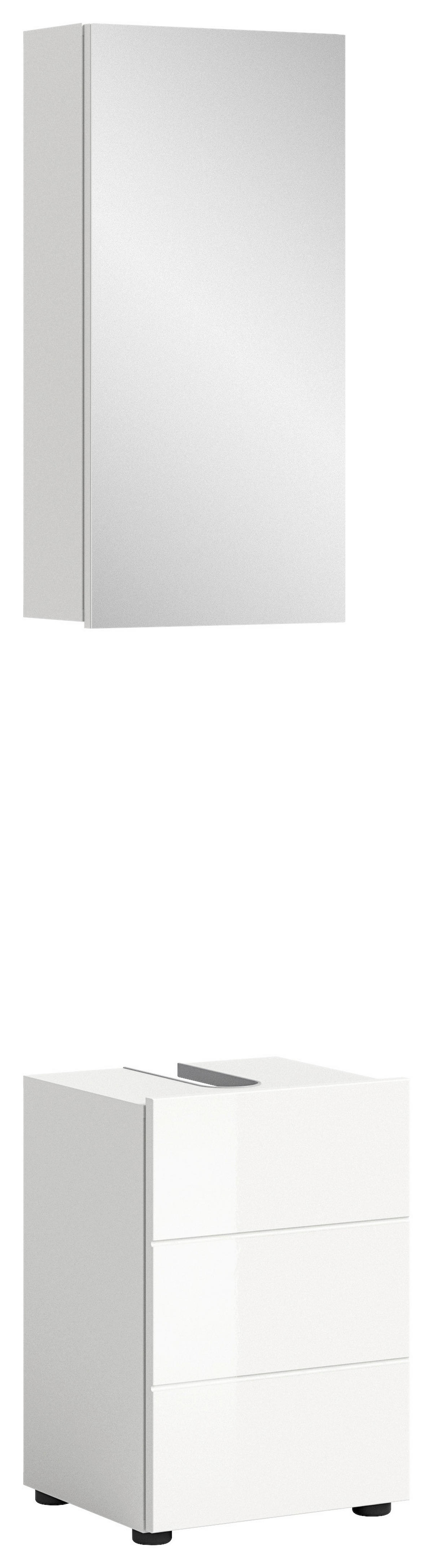 Badezimmer-Set VIRA weiß weiß Hochglanz B/H/T: ca. 38x190x34 cm VIRA - weiß (38,00/190,00/34,00cm) - xonox.home