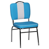 Stuhl blau weiß Chrom Kunstleder Metall Kunstleder B/H/T: ca. 47x90x45 cm Esszimmerstuhl - blau/weiß (47,00/90,00/45,00cm) - Wohnling