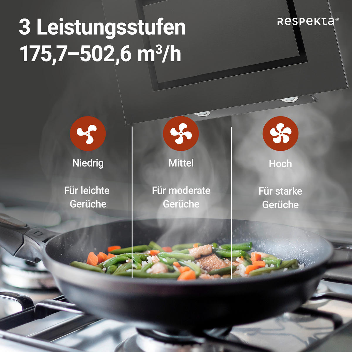 Respekta Dunstabzugshaube CH42090BSA Blacksteel Edelstahl B/H/T: ca. 90x84,1x37,2 cm CH42090BSA - Blacksteel (90,00/84,10/37,20cm) - Respekta